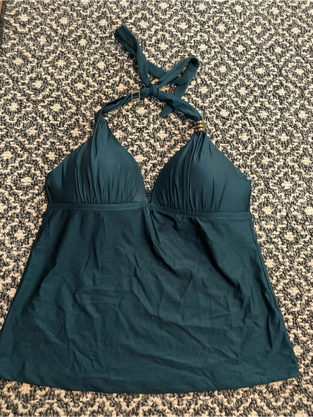 Teal Halter Tankini Swim Top
